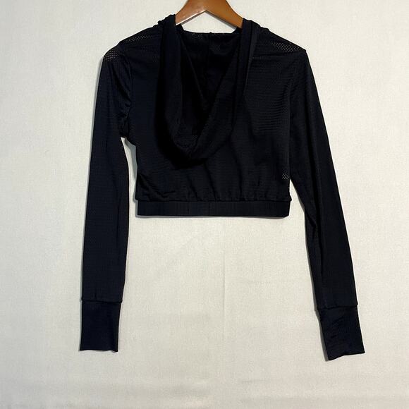 Buff Bunny Collection Black Cropped Full-Zip Workout Hoodie Jacket - Size M - Picture 3 of 7
